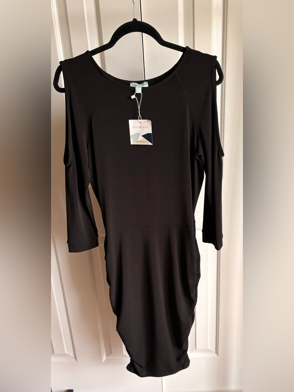 Black Cold-Shoulder Ponte Sheath Dress